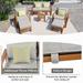 Outdoor Patio Wood 6-Piece Conversation Set, Sectional Sofa Garden Seating Groups Chat Set with Ottomans and Cushions