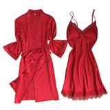 Lingerie for Women Satin Silk Pajamas Cardigan Nightdress Bathrobe Ladies Robes Underwear Sleepwear