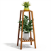 MoNiBloom 2 Tier Plant Stand Indoor Outdoor Bamboo Corner Plant Shelf Rack Multi Layer Flower Pot Stand Holder Small Potted Planter Shelves for Patio Balcony Garden Brown