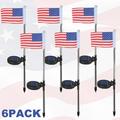 6Pack Solar American Flag Lights Outdoor Led Pathway Landscape Solar Lights Garden Lights American Flag Shaped Decor Stake Lights for Yard Patio Walkway Pathway