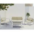 SERWALL 4 Pieces Outdoor Patio Furniture Set Aluminium Patio Conversation Set with Cushions Khaki