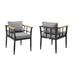 Zoe 24 Inch Patio Dining Chair Set of 2 Aluminum Frame Gray and Black