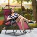 Vicamelia Folding Recliner with Shade Canopy & Cup Holder Adjustable Lounge Chair for Indoor Outdoor Patio Poolside Wine