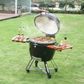 BENTISM 24 Ceramic Barbecue Grill Smoker Portable Round Outdoor Grill for Patio