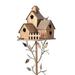 New Years Decorations Metal Bird House With Poles Outdoor Metal Bird House Stake Bird House For Patio Backyard Patio Outdoor Garden Decoration Gifts