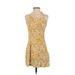 Zaful Casual Dress - A-Line Halter Sleeveless: Yellow Floral Dresses - Women's Size Small