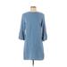 Zara Casual Dress - Shift Crew Neck 3/4 sleeves: Blue Print Dresses - Women's Size X-Small