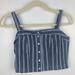 Brandy Melville Tops | Brandy Melville Cropped Tank Top White Stripe Blue Small Adjustable Straps Cute | Color: Blue/White | Size: S