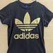 Adidas Tops | Adidas Gold Trefoil Womens T Shirt Black Xs Short Sleeve Oversized Retro Crew | Color: Black/Gold | Size: Xs