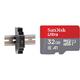 MeanWell HDR-15-24 Hutschienen Netzteil, 15W, 24V, 0,63A & SanDisk Ultra 32 GB microSDHC Memory Card + SD Adapter with A1 App Performance Up to 120 MB/s, Class 10, U1, SDSQUA4-032G-GN6MA, Red/Grey