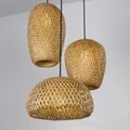 Plafonnier suspendu en bois de bambou design classique éclairage d'intérieur luminaire décoratif