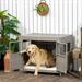 Tucker Murphy Pet™ Rattan Dog Crate w/ Double Doors, Wicker Dog Cage w/ Soft Washable Cushion in Gray | 27.5 H x 33.5 W x 24 D in | Wayfair