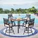 Lark Manor™ Alyne Square 4 - Person 35.6" Long Bar Height Outdoor Dining Set w/ Cushions Metal in Black/Brown | 35.6 W x 35.6 D in | Wayfair