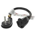 SF Cable 1ft 14/3 AWG Ultra Low Profile NEMA 5-15P Right Angle to NEMA 5-15R Power Cord Black