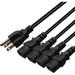 Computer Power Splitter Cord NEMA 5-15P to 4X C13 - C13 Y-Cable Power Cord Y Splitter Cable - Power 4 Monitors at Once (10ft/3m 5-15P to 4XC13)