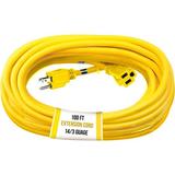 DMNI 14 Gauge Outdoor Extension Cord - 14/3 100 ft - SJTW Power Cord - 3 Prong Cord - Lighted Outlet