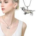 KIHOUT Clearance Dachshund Weenie Dog Breed Brown Crystal Charm Chain Necklace Jewelry