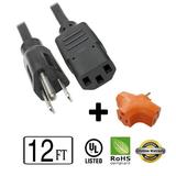 12 ft Long Power Cord for VIERAÂ® LCD HDTVs TC-L32U3 + 3 Outlet Grounded Power Tap