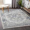 Tapis de Salon à Poils Courts et Doux Tapis Persan Vintage Oriental Gris, Bleu et Beige 200 x 275