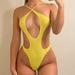 Cheers US Women s Sexy Cutout Lace Up Backless High Cut One Piece Swimsuit Monokini