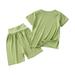 Summer Savings Clearance! Itsun Toddler Boy Pajamas Baby Boys And Girls Round Neck Short Sleeved Solid Color T-shirt High Waisted Shorts Set Green