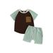 Qtinghua Toddler Boys 2PCS Shorts Sets Short Sleeve Contrast Color Tops and Drawstring Shorts Sets Summer Clothes