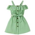 YDOJG Girls Toddler Dresses Summer European And American Style Suit Small And Medium Sized Children S Suspenders And Ruffles One Neck Waist Dress For 4-5 Years