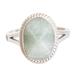 Sophisticated Vitality,'Polished Sterling Silver Cocktail Ring with Green Jade Jewel'