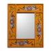 Novica Handmade Sophisticated Saffron Reverse-Painted Glass Wall Mirror
