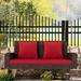 Outdoor Patio 2-Seat Wicker Porch Swing w/ Steel Chain, Cushions - 50"L x 22.4"W x 20.5"H