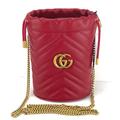 Gucci Bags | Gucci #575163 Gg Marmont Red Hibiscus Leather Mini Chain Shoulder Bag | Color: Red | Size: Os