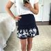 J. Crew Skirts | J.Crew Point Sur Spring Stretch Ruffle Embroidered Navy Floral Mini Skirt Xs Euc | Color: Blue/White | Size: Xs