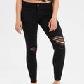 American Eagle Outfitters Jeans | American Eagle Distressed High Rise Jegging Jeans Size 0 | Color: Black | Size: 0