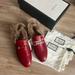 Gucci Shoes | Gucci Womens Jordaan Horsebit Leather Lamb Fur Loafers Sz 38.5 Us 8.5 $1100 New | Color: Red | Size: 8.5