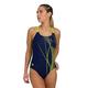 ARENA Damen Women's Arena Branch Pro Back One Piece Swimsuit, Navy-soft Green, 34 EU