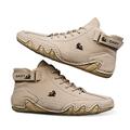 Men's Casual High Top Suede Leather Boots Fashion Trainers Breathable Hiking Boots Non-Slip Walking Shoes, Beige, 12