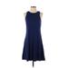 Uniqlo Casual Dress - A-Line: Blue Solid Dresses - Women's Size Small