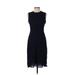 Morgane Le Fay Casual Dress - Sheath Crew Neck Sleeveless: Blue Print Dresses - Women's Size Small