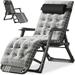 Lilypelle 3 in 1 Folding Chaise Lounge Chair with Detachable Cushion & Headrest Adjustable 5-Position Outdoor Padded Lounge Chair Supports up to 440lbs