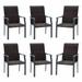 VICLLAX Outdoor Wicker Chair Set of 6 Patio Rattan Chairs with Curved Armrests for Garden Wicker Lawn Chair Grey Frame