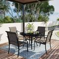 VICLLAX 5 Pieces Patio Dining Set Weather-Resistance Outdoor Furniture with 1 Patio Metal Round Table and 4 Outdoor Textilene Patio Chairs for Patio Lawn Garden Backyard Black Table