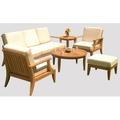 Lagos 6 Pc Sofa Set: Sofa 2 Lounge Chairs Ottoman Coffee Table & Side Table With Cushions in Sunbrela Fabric #5404 Canvas Natural