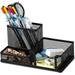 Mesh Desk Organizer Office Supplies Caddy with Pencil Holder and Storage Baskets for Desktop Accessories 3 Compartments Black F115855