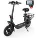 URBANMAX C1 Electric Scooter with Seat 450W Powerful Motor up to 22 Miles Range Folding Electric Scooter for Adult Max Speed 15.5Mph Electric Scooter-Blackfor Commuting with Basket