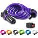 Bike Lock with 5-Digit Code Bicycle Lock Combination Cable Lock Lightweight & Security Bike Chain Lock for Bicycle Mountain Bike Scooter purple F112079