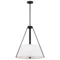 Nuvo Lighting Brewster 3 Light Pendant Black Finish Faux Leather Wrapped Straps White Textile Shade