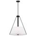 Nuvo Lighting Brewster 3 Light Pendant Black Finish Faux Leather Wrapped Straps White Textile Shade