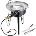 Heavy Duty Stainless Steel Comal Set with High Pressure BTU Propane Burner Stove and Burner Stand Disc Cooker Great for Outdoor Traditional Backyard Cooking