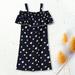 Lolmot Toddler Girls Sundress Kids Summer Floral Print Ruffle Short Sleeve Cold Shoulder Mini Dress Casual Sling Daily Vacation Beach Dress 2-10T on Clearance