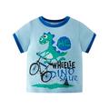 ZRBYWB Toddler Kids Baby Boy Clothes Summer Cartoon Cute Funny Dinosaur Short Sleeve Crew Neck T Shirts Tops Tee Two Color Optional Kawaii Clothes